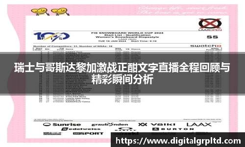 瑞士与哥斯达黎加激战正酣文字直播全程回顾与精彩瞬间分析
